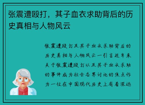 张震遭殴打，其子血衣求助背后的历史真相与人物风云